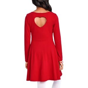 The Children's Place | Heart Cut Out Long Sleeve Knit Skater Dress Red (M 7/8)
